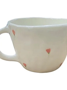 Чашка для чая ручной работы Цветочки розовые, керамика, 250 мл