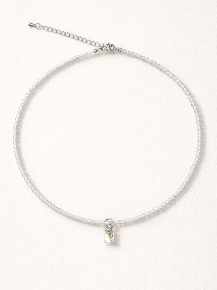 Чокер Мигетт из белого циркона с прямоугольным сияющим камнем, фото 2.