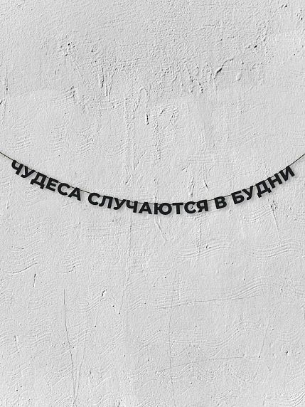 Гирлянда из чёрных букв «Чудеса случаются в будни», фото 1.