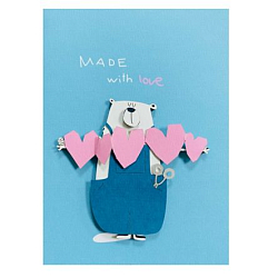 Открытка с деревянными элементами «Made with love», открывающаяся, BOE