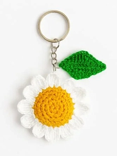 Вязаный брелок, обвес на сумку DARI DARI «Ромашка», белый, 5 см