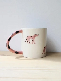 Кружка ручной работы Ладан керамика «Леопард на бизике», полуфарфор, 450 мл