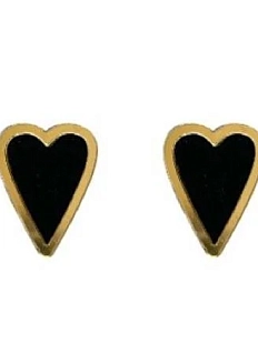 Серёжки-гвоздики Сердечки из серии «Преданное Сердце», дерево, чёрные