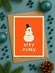 Открытка DARI DARI ретро со снеговиком на Новый год «Very Merry», А6, превью фото 3