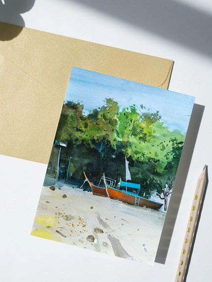 Открытка Елена Романцова «Лодки на Ко-Липе», А6, фото 1.