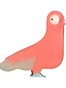 Брошь ручной работы «Голубь», персиковый, дерево