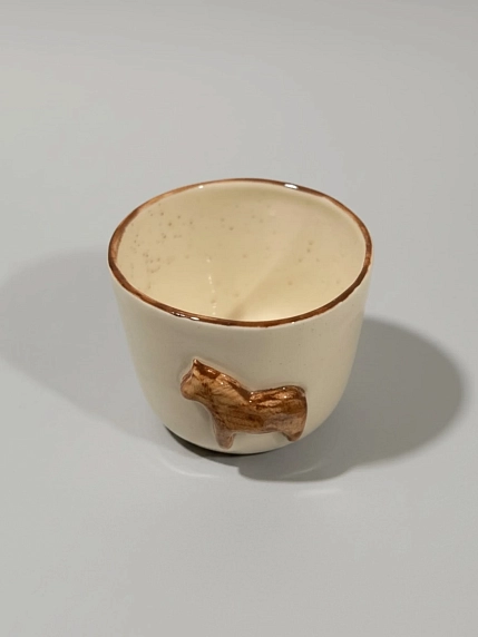 Стакан ручной работы Катя Вебер «Лошадка», белый, полуфарфор, 100 мл, фото 2.