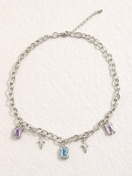 Цепь с подвеской Мигетт со звездами и камнями, фото 1.