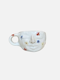 Кружка ручной работы «Лицо» разноцветные цветочки, керамика, 300 мл