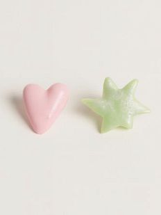 Серёжки-гвоздики «Звезда и сердце розовое», полимерная глина