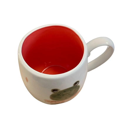 Кружка ручной работы Ким керамика с росписью Лягушка в розовом жабо, фарфор, 350 мл, фото 4.