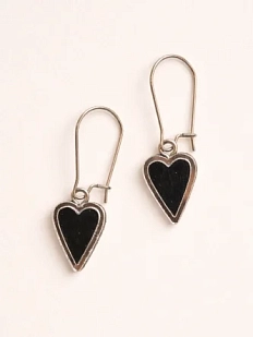 Серьги Сердечки из серии «Преданное сердце», дерево, чёрные