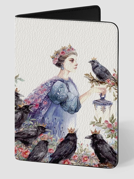 Обложка на паспорт Оксана Викторова «Королева с воронами», мягкий кожзам, фото 1.