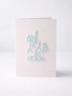 Открывающаяся открытка DARI DARI «Лошадка» с фигурным элементом, голубая
