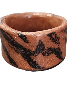 Кольцо ручной работы Бережно «‎Тигр»‎‎, керамика, черно-оранжевое