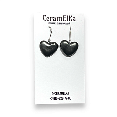 Серьги «Сердца металлик», керамика