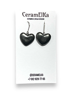 Серьги «Сердца металлик», керамика