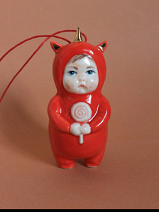 Ёлочная игрушка из фарфора «Малыш в костюме единорога», 10 см
