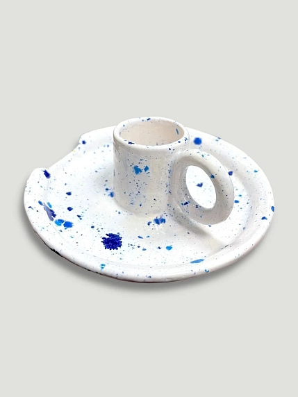 Подсвечник ручной работы Йеллоускуп «Кружка», белый, керамика, фото 3.