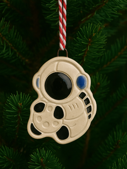 Игрушка на ёлку «Космонавт с луной», керамика, фото 4.