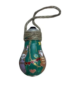 Ёлочная игрушка из лампочки «Котики», ручная роспись, зелёная, 8,5 см