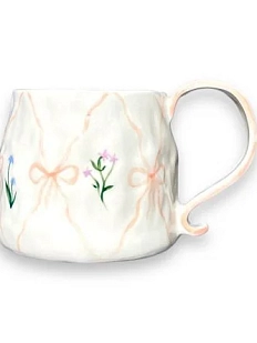 Кружка ручной работы «Бантики и цветочки», керамика, 400 мл