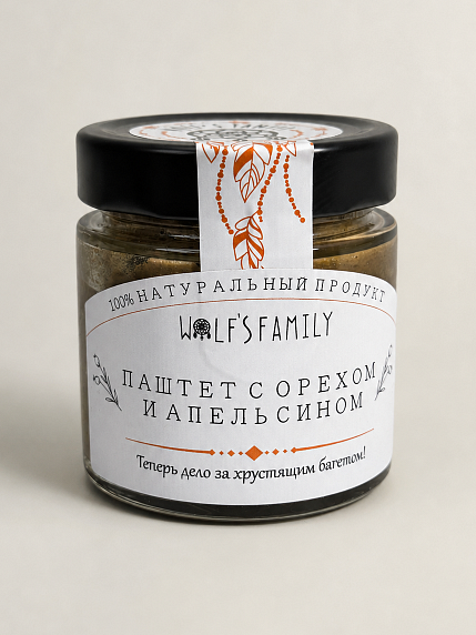 Паштет с орехом и апельсином Волчья семья (Wolf's Family), 160 г, фото 1.