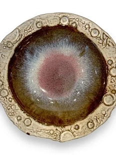 Тарелка с бортиками ручной работы «Луна», бежево-розовая, керамика, 21,5 см