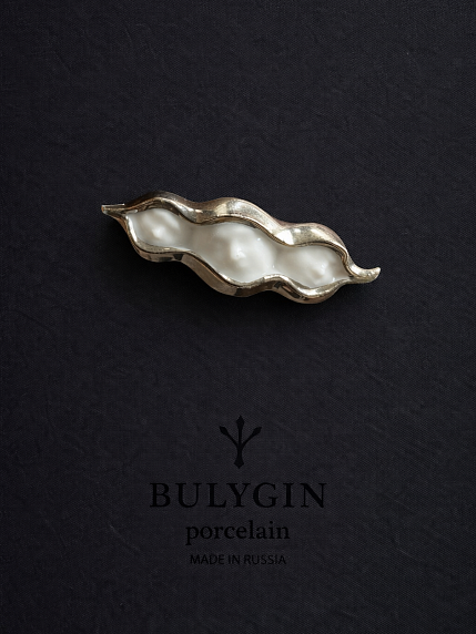Брошь ручной работы Bulygin «Горох», бело-серебристая, фарфор, фото 1.