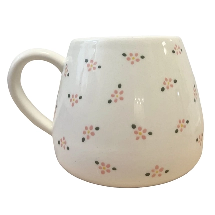 Кружка ручной работы Slowday Ceramics в розовый цветочек, полуфарфор, 250 мл, фото 1.