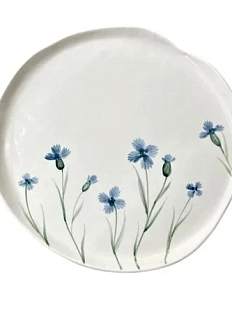 Тарелка ручной работы Верба керамика «Васильки», керамика, 27 см