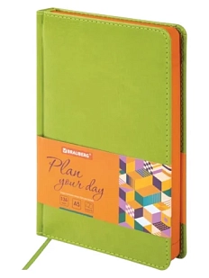 Ежедневник недатированный BRAUBERG «Rainbow», зелёный, А5