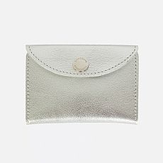 Cкладной кошелёк визитница ручной работы, Kokosina bags, натуральная кожа, серебряный