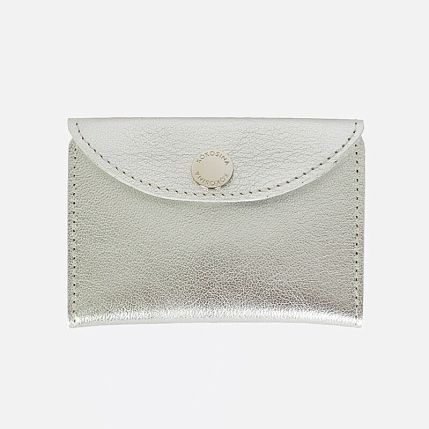 Cкладной кошелёк визитница ручной работы, Kokosina bags, натуральная кожа, серебряный, фото 1.