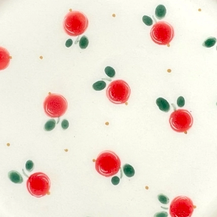 Блюдце ручной работы Чашки и поцелуи «Брусника», полуфарфор, 13 см, фото 2.