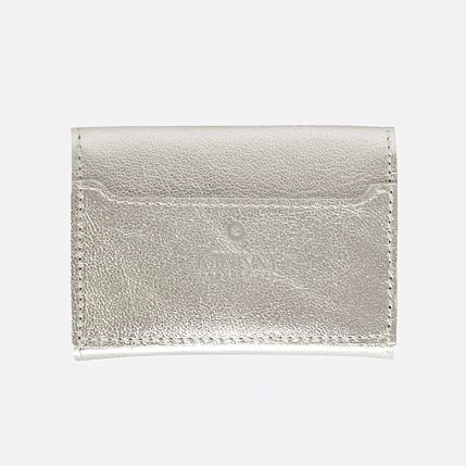 Cкладной кошелёк визитница ручной работы, Kokosina bags, натуральная кожа, серебряный, фото 2.