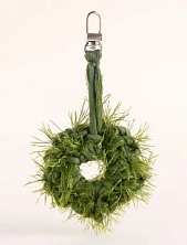 Вязаный обвес брелок «Цветок пушистый», тёмно-зелёный, 6 см