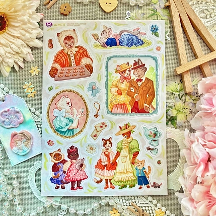 Стикерпак Лавкот «Винтажные котики», А5, фото 1.