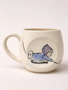 Кружка ручной работы НАДО ЖЕ с росписью «Девочка на санках», белая, керамика, 250 мл