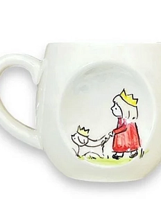 Кружка ручной работы Мальчик с собачкой на прогулке, керамика, 300 мл