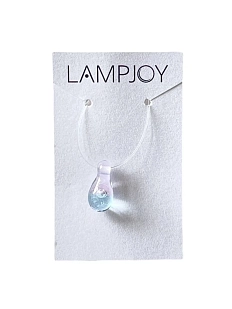 Чокер ручной работы Лампджой «Капля», розово-голубой, стекло