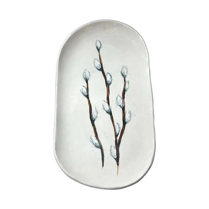 Блюдо ручной работы Верба керамика «Верба», овальное, керамика, 20 см, фото 1.