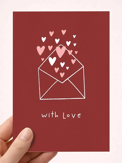 Открытка DARI DARI «Сердечки в конверте with love», А6, фото 1.