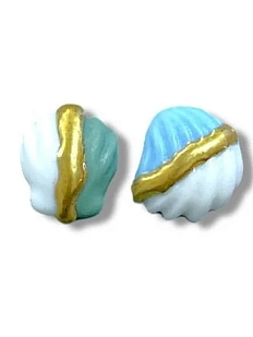 Серёжки-гвоздики из фарфора с позолотой «Ракушки»