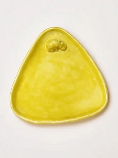 Тарелка ручной работы Мама Черепаха Бегемотик, жёлтая, керамика, 15 см