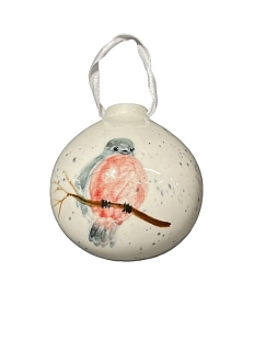 Ёлочная игрушка шар Верба керамика расписной «Снегирь», 7 см