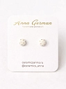 Серёжки-гвоздики Анна Герман круглые в точку, фарфор, бежевые, превью фото 1