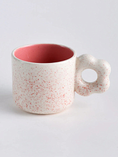 Кружка ручной работы ОХ! керамика «Цвет-ок», белая с розовыми брызгами, керамика, 240 мл