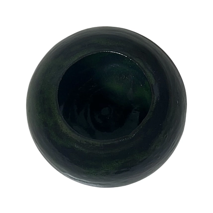 Ваза ручной работы с разводами, тёмно-зелёная, керамика, фото 2.