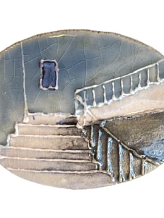 Брошь ручной работы Искусство интроверта «Парадная», керамика